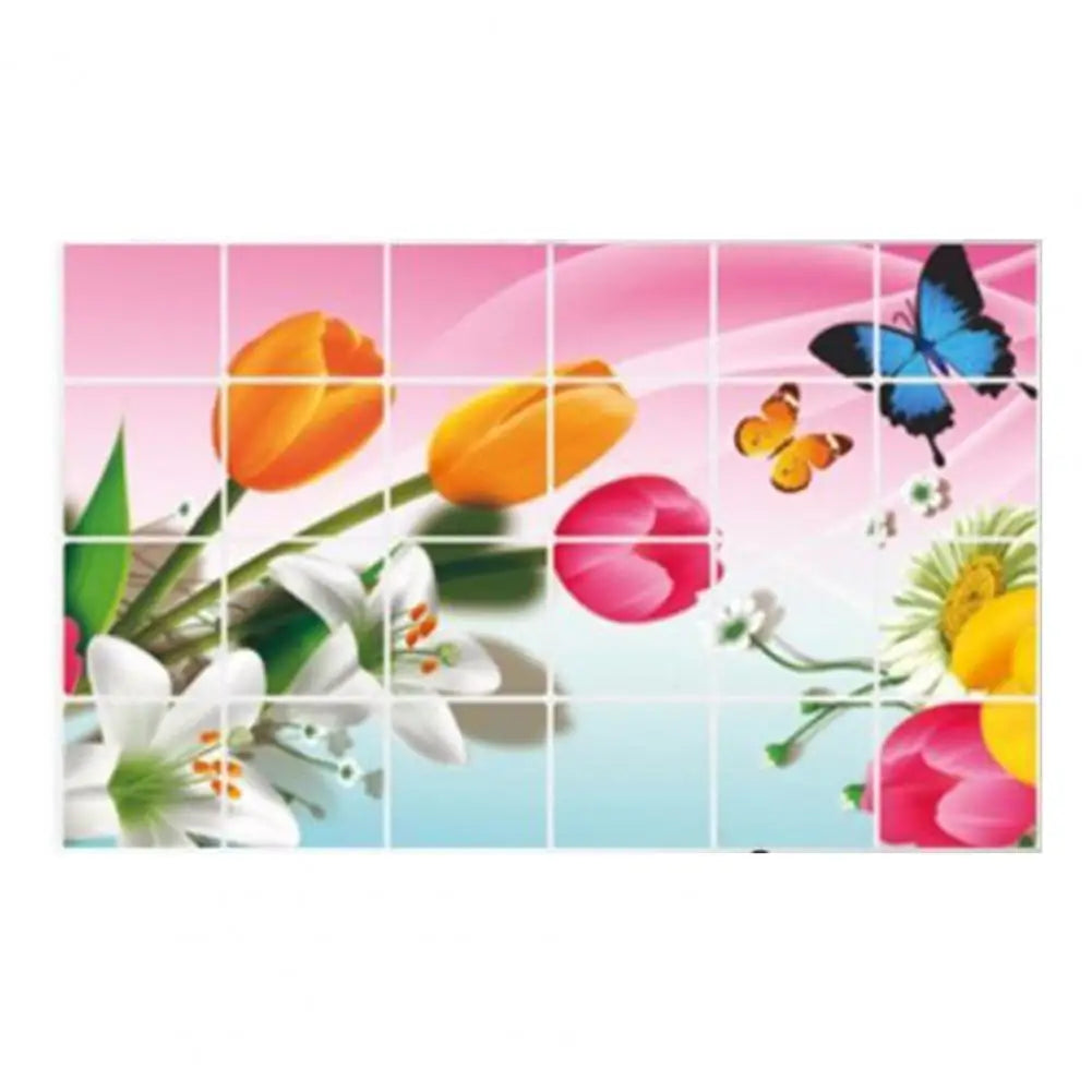 Oil-proof Kitchen Wall Sticker Flower