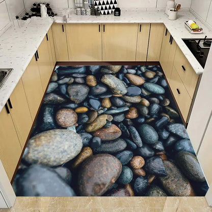 3D waves, pebbles, colored stone prints