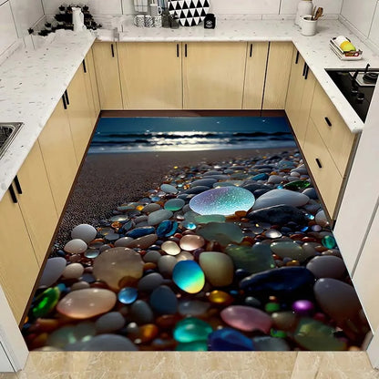 3D waves, pebbles, colored stone prints