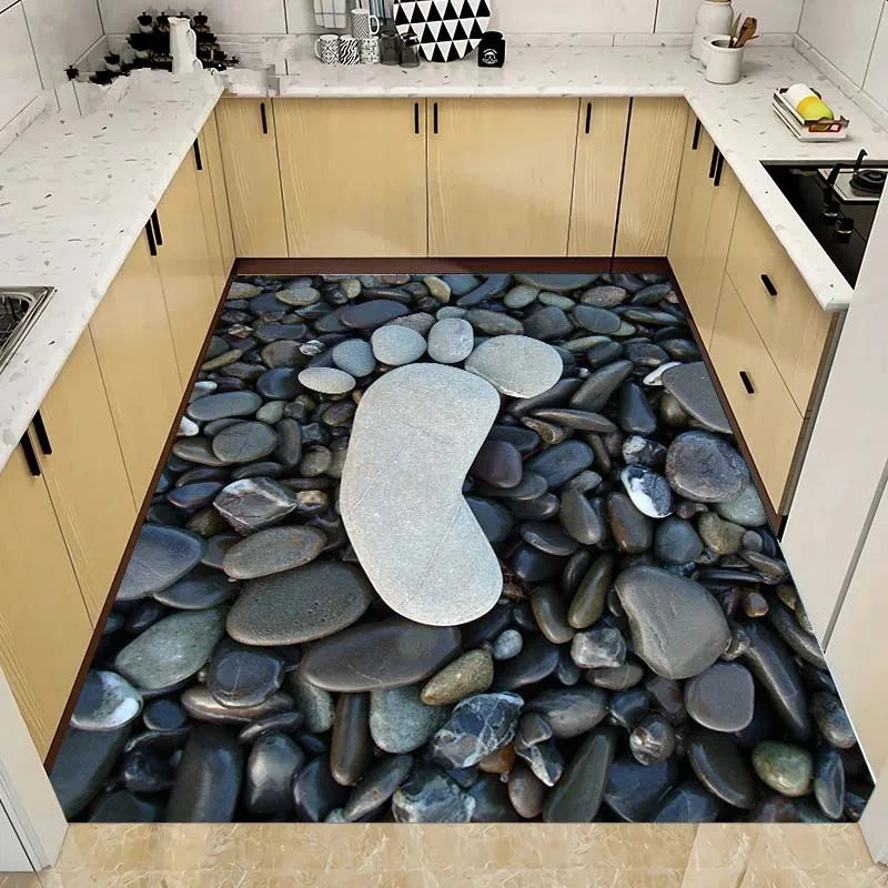 3D waves, pebbles, colored stone prints