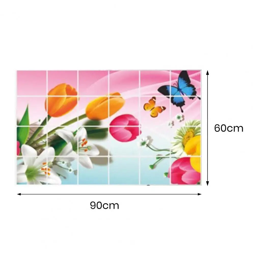 Oil-proof Kitchen Wall Sticker Flower