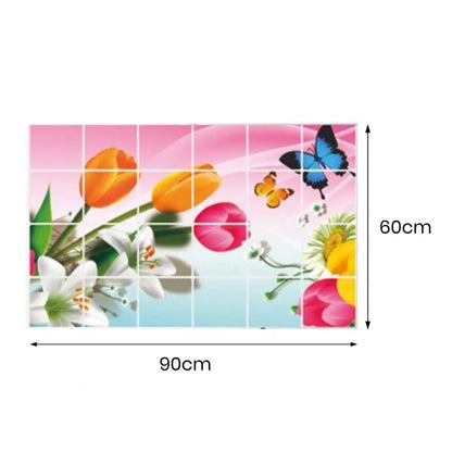 Oil-proof Kitchen Wall Sticker Flower